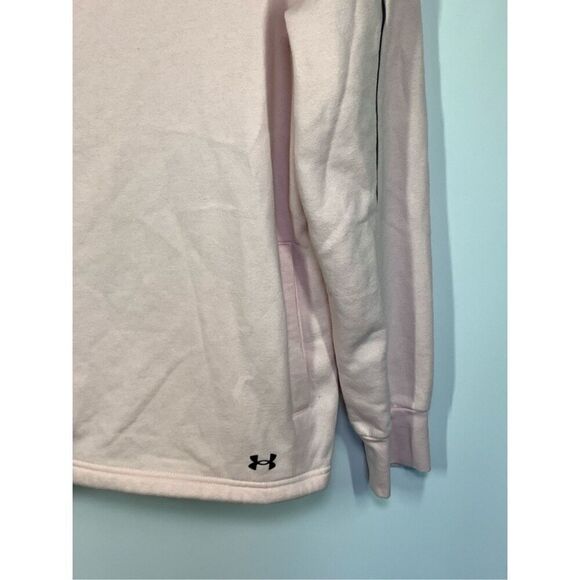 -2. Under Armour Women's Rival Fleece Funnel Neck Pullover Sweater Pink Black Me - Picture 4 of 7
